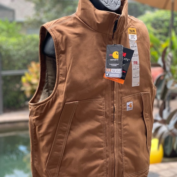 CARHARTT FLAME-RESISTANT QUICK DUCK BROWN VEST JACKET [103387] - Picture 2 of 12